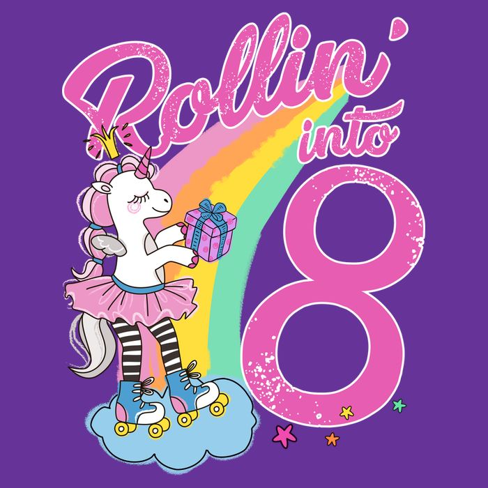 Rollin' Into 8 Skating Unicorn Birthday Toddler T-Shirt