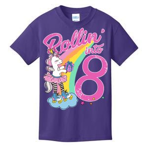 Rollin' Into 8 Skating Unicorn Birthday Kids T-Shirt