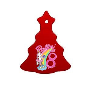 Rollin' Into 8 Skating Unicorn Birthday Ceramic Tree Ornament