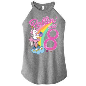 Rollin' Into 8 Skating Unicorn Birthday Women's Perfect Tri Rocker Tank