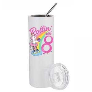 Rollin' Into 8 Skating Unicorn Birthday Stainless Steel Tumbler