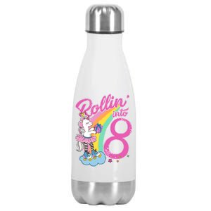 Rollin' Into 8 Skating Unicorn Birthday Stainless Steel Insulated Water Bottle