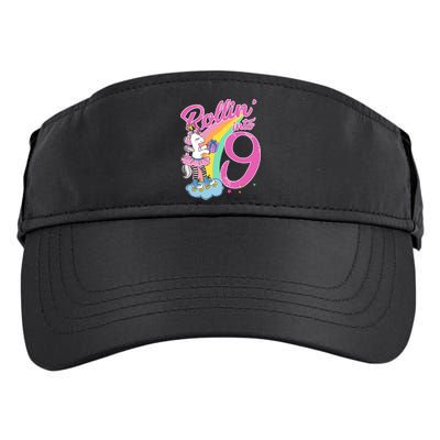 Rollin' Into 9 Skating Unicorn Birthday Adult Drive Performance Visor