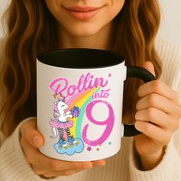 Rollin' Into 9 Skating Unicorn Birthday Mug