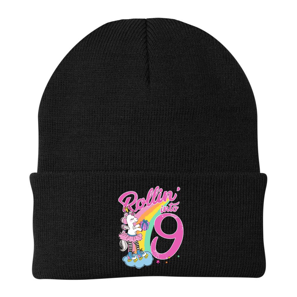 Rollin' Into 9 Skating Unicorn Birthday Beanie