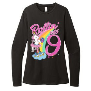 Rollin' Into 9 Skating Unicorn Birthday Womens CVC Long Sleeve Shirt