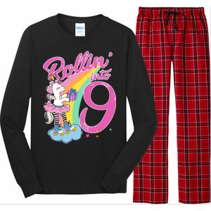 Rollin' Into 9 Skating Unicorn Birthday Long Sleeve Pajama Set