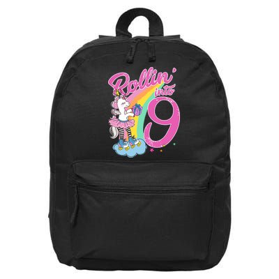 Rollin' Into 9 Skating Unicorn Birthday 16 in Basic Backpack