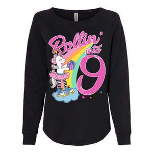 Rollin' Into 9 Skating Unicorn Birthday Womens California Wash Sweatshirt