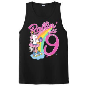 Rollin' Into 9 Skating Unicorn Birthday PosiCharge Competitor Tank