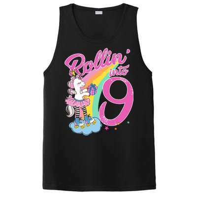 Rollin' Into 9 Skating Unicorn Birthday PosiCharge Competitor Tank