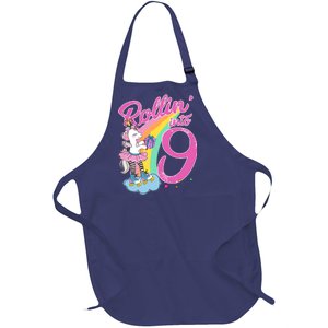 Rollin' Into 9 Skating Unicorn Birthday Full-Length Apron With Pockets