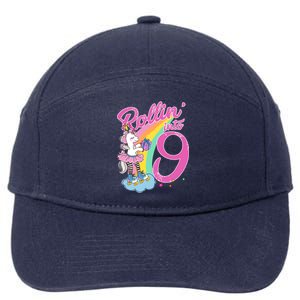 Rollin' Into 9 Skating Unicorn Birthday 7-Panel Snapback Hat