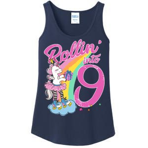 Rollin' Into 9 Skating Unicorn Birthday Ladies Essential Tank