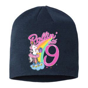 Rollin' Into 9 Skating Unicorn Birthday Sustainable Beanie