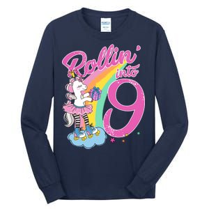 Rollin' Into 9 Skating Unicorn Birthday Tall Long Sleeve T-Shirt