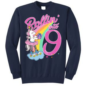 Rollin' Into 9 Skating Unicorn Birthday Tall Sweatshirt