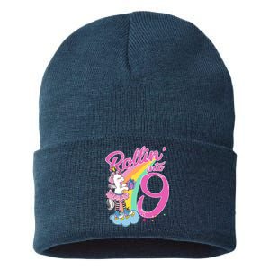 Rollin' Into 9 Skating Unicorn Birthday Sustainable Knit Beanie