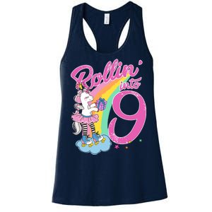 Rollin' Into 9 Skating Unicorn Birthday Women's Racerback Tank