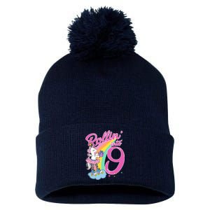 Rollin' Into 9 Skating Unicorn Birthday Pom Pom 12in Knit Beanie