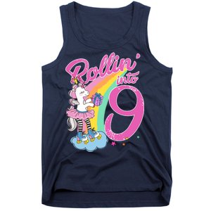 Rollin' Into 9 Skating Unicorn Birthday Tank Top