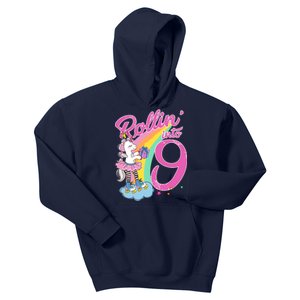 Rollin' Into 9 Skating Unicorn Birthday Kids Hoodie