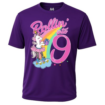 Rollin' Into 9 Skating Unicorn Birthday Performance Shirt