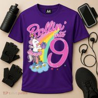 Rollin' Into 9 Skating Unicorn Birthday Performance Shirt