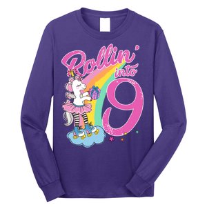 Rollin' Into 9 Skating Unicorn Birthday Long Sleeve Shirt