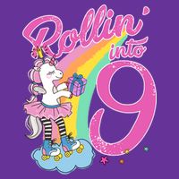 Rollin' Into 9 Skating Unicorn Birthday Long Sleeve Shirt