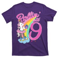 Rollin' Into 9 Skating Unicorn Birthday T-Shirt