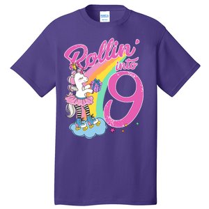 Rollin' Into 9 Skating Unicorn Birthday Tall T-Shirt