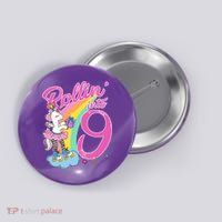 Rollin' Into 9 Skating Unicorn Birthday Button