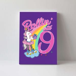 Rollin' Into 9 Skating Unicorn Birthday Canvas