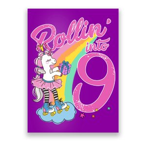 Rollin' Into 9 Skating Unicorn Birthday Poster