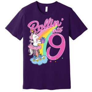 Rollin' Into 9 Skating Unicorn Birthday Premium T-Shirt