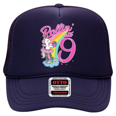 Rollin' Into 9 Skating Unicorn Birthday Trucker Hat