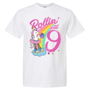 Rollin' Into 9 Skating Unicorn Birthday Garment-Dyed Heavyweight T-Shirt