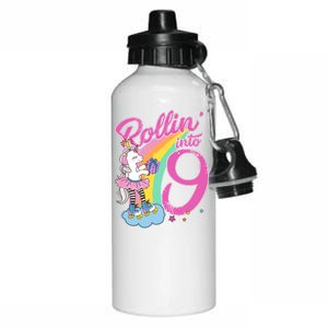 Rollin' Into 9 Skating Unicorn Birthday Aluminum Water Bottle