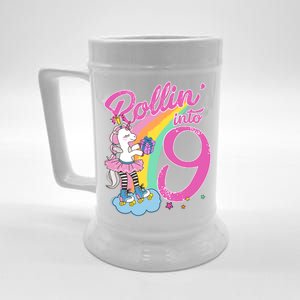 Rollin' Into 9 Skating Unicorn Birthday Beer Stein