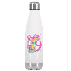 Rollin' Into 9 Skating Unicorn Birthday Stainless Steel Insulated Water Bottle