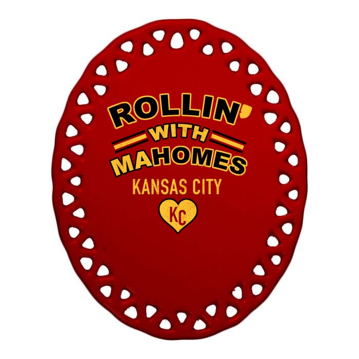 Rollin With Mahomes Kansas City Ceramic Oval Ornament