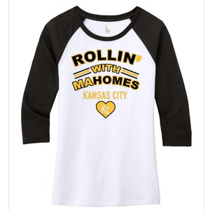 Rollin With Mahomes Kansas City Women's Tri-Blend 3/4-Sleeve Raglan Shirt