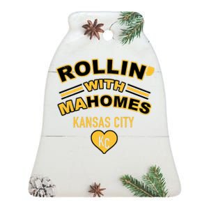 Rollin With Mahomes Kansas City Ceramic Bell Ornament