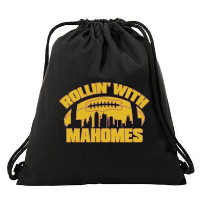 Rollin With Mahomes Kansas City Skyline Drawstring Bag