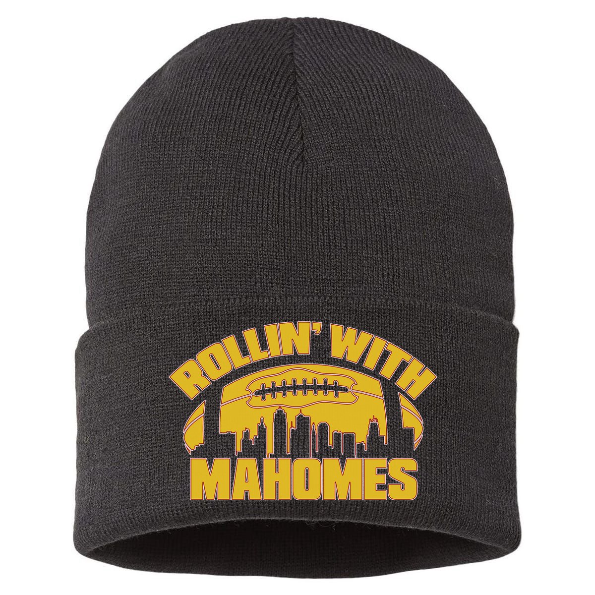 Rollin With Mahomes Kansas City Skyline Sustainable Knit Beanie
