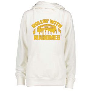 Rollin With Mahomes Kansas City Skyline Womens Funnel Neck Pullover Hood