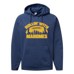 Rollin With Mahomes Kansas City Skyline Performance Fleece Hoodie