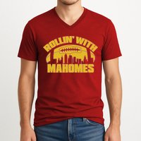 Rollin With Mahomes Kansas City Skyline V-Neck T-Shirt