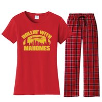 Rollin With Mahomes Kansas City Skyline Women's Flannel Pajama Set